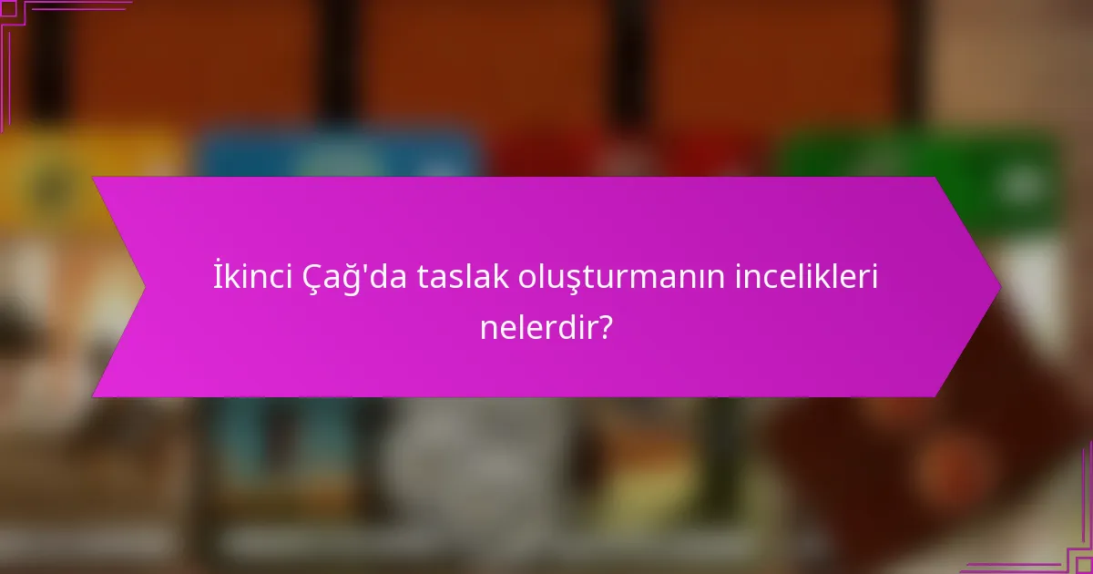 İkinci Çağ’da taslak oluşturmanın incelikleri nelerdir?