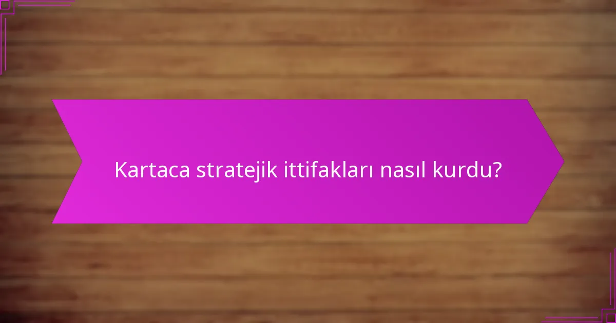 Kartaca stratejik ittifakları nasıl kurdu?