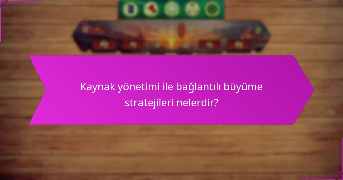 Kaynak yönetimi ile bağlantılı büyüme stratejileri nelerdir?