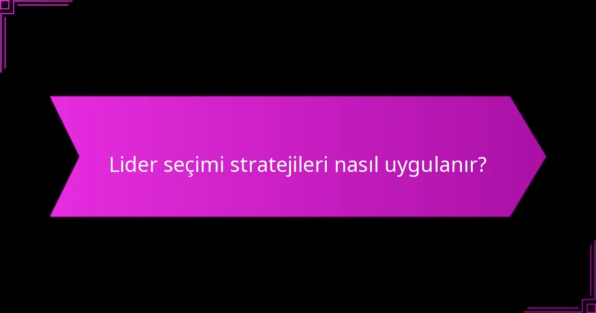 Optimal lider seçimini destekleyen çerçeveler nelerdir?