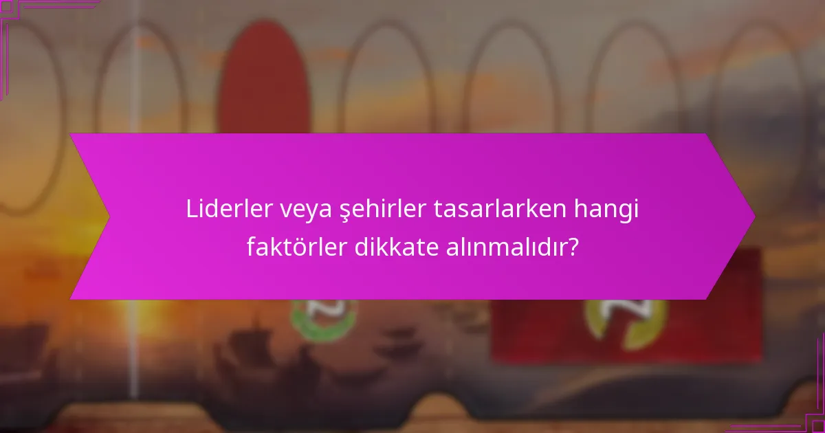 Liderler veya şehirler tasarlarken hangi faktörler dikkate alınmalıdır?